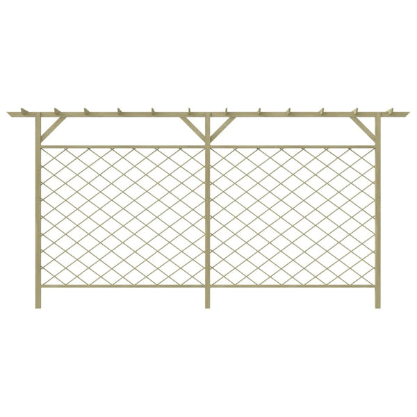 Recinzione in Legno di Pino con Pergolato e Pannelli Lattice per Giardino