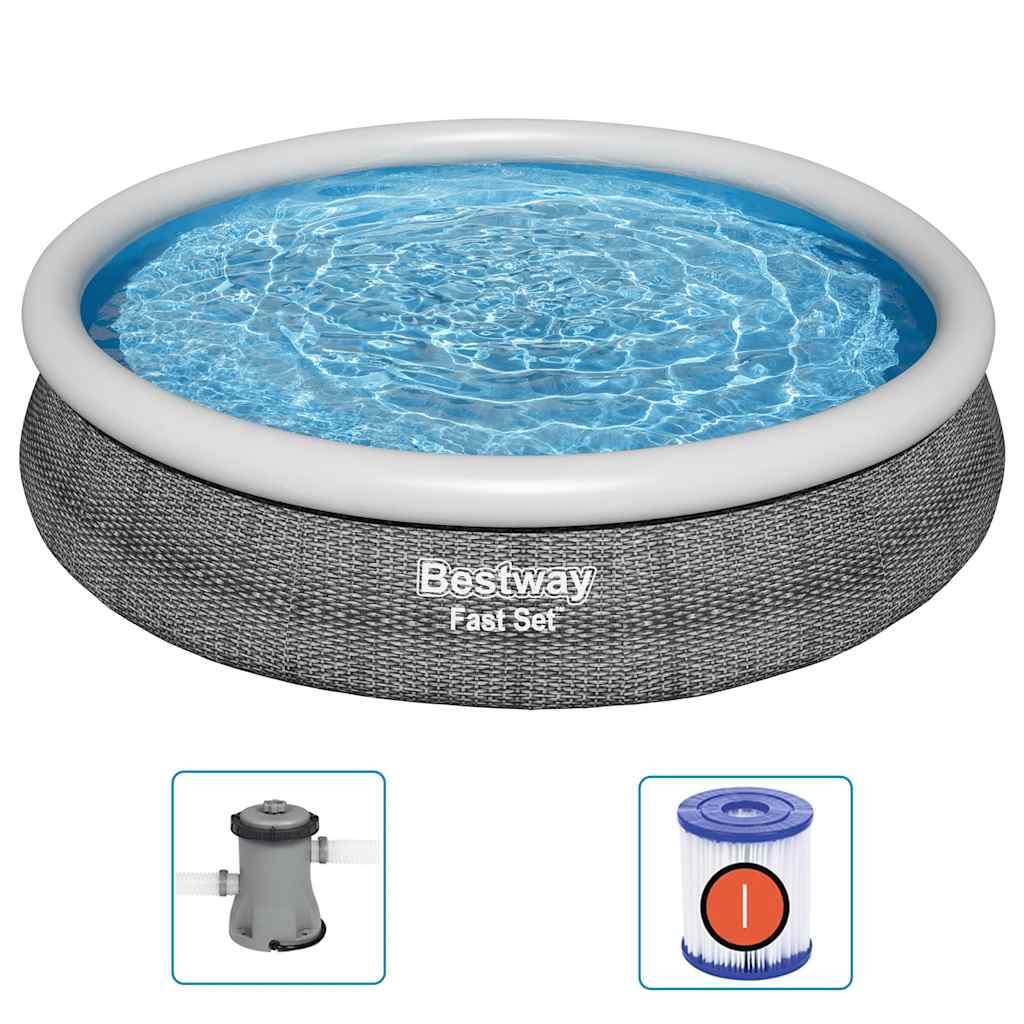 Bestway Set Piscina Rotonda 366x76 cm con Pompa Filtro