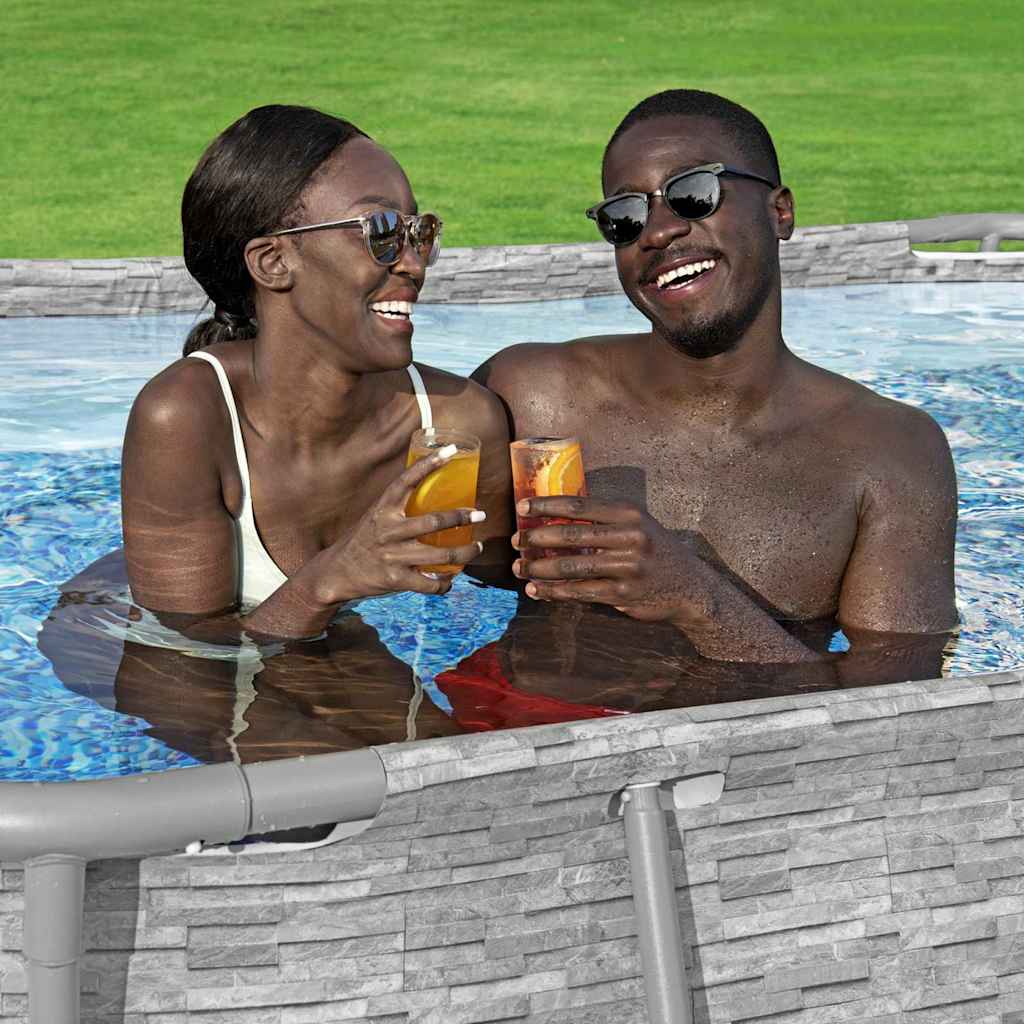 Bestway Set Piscina Power Steel 427x250x100 cm con Pompa Filtro e Scaletta