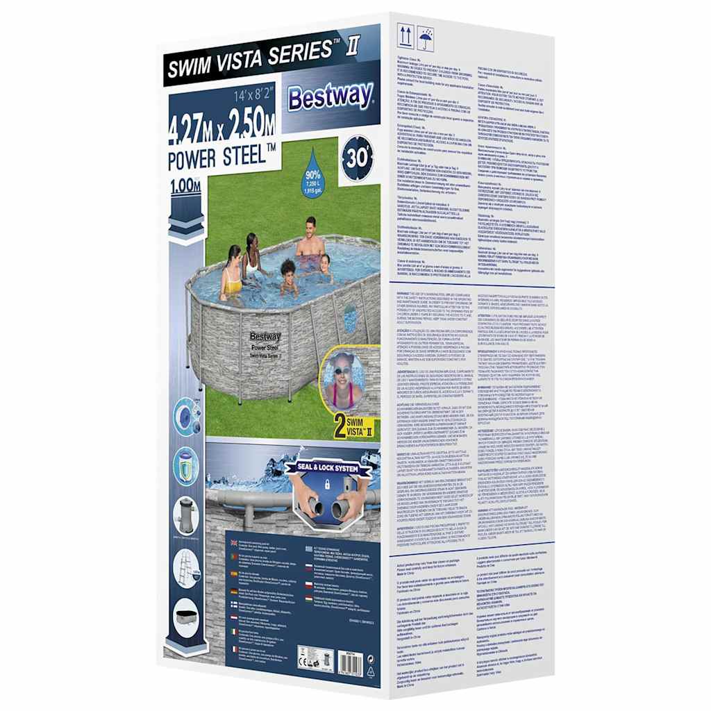 Bestway Set Piscina Power Steel 427x250x100 cm con Pompa Filtro e Scaletta