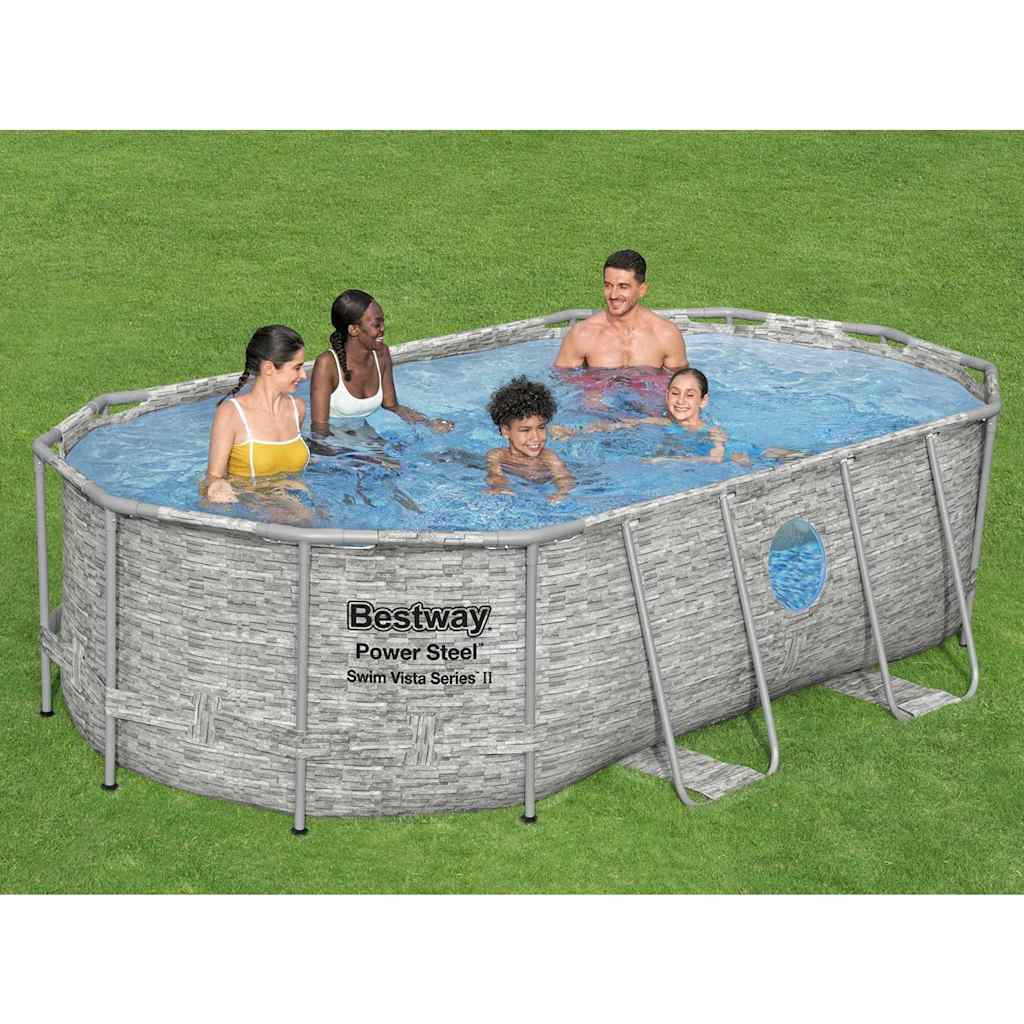 Bestway Set Piscina Power Steel 427x250x100 cm con Pompa Filtro e Scaletta