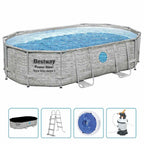 Bestway Set Piscina Power Steel 488x305x107 cm con Pompa Filtro