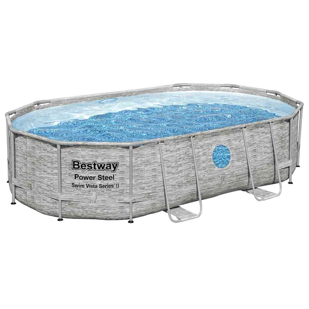Bestway Set Piscina Power Steel 488x305x107 cm con Pompa Filtro