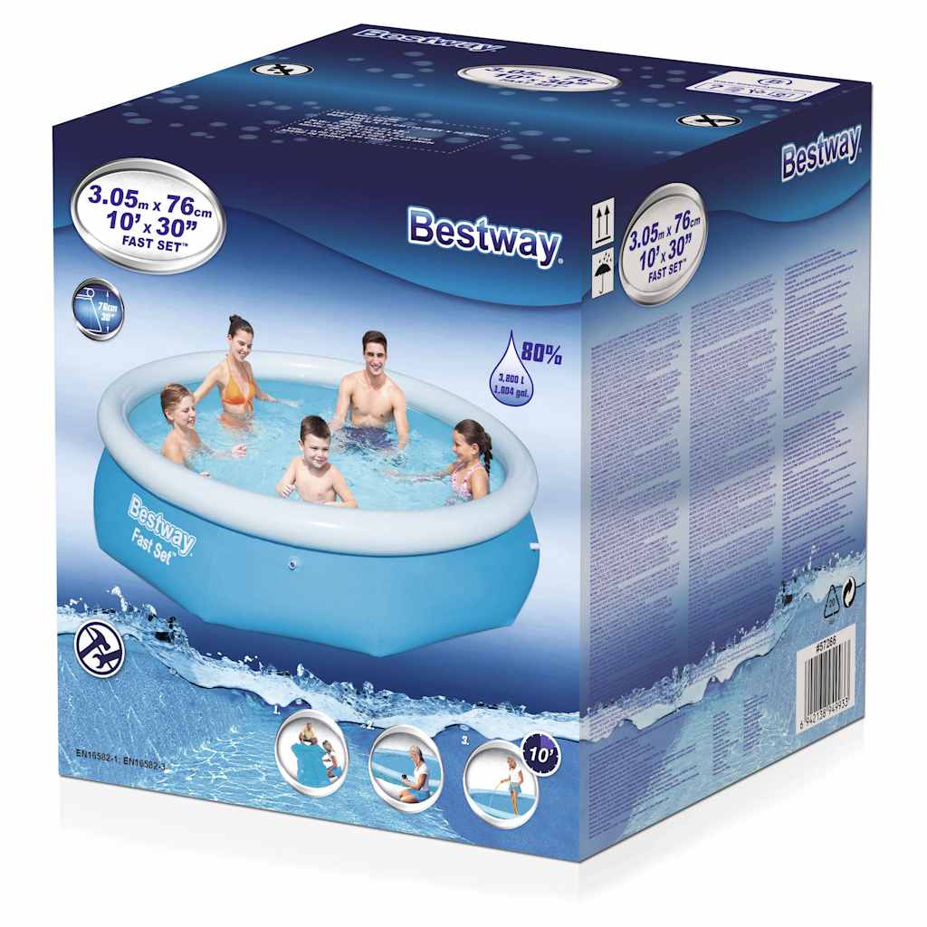 Bestway Piscina Gonfiabile Fast Rotonda 305x76 cm 57266