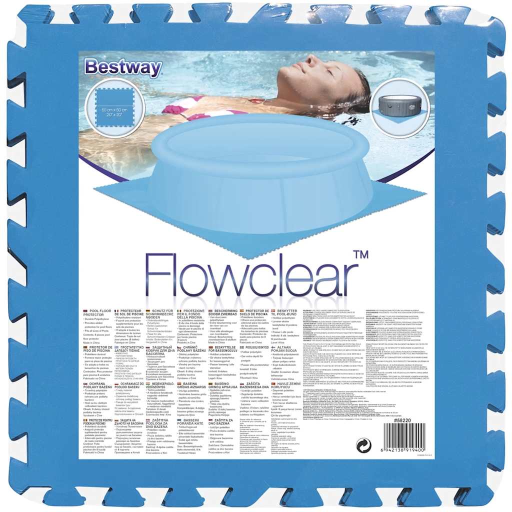 Bestway Protezioni per Pavimento Piscina 8 Pezzi 50x50 cm Blu