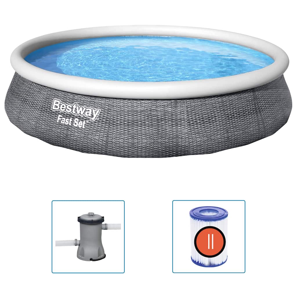 Bestway Set Piscina Gonfiabile Fast 396x84 cm con Pompa Filtro