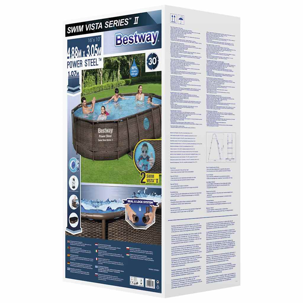 Bestway Set Piscina Power Steel 488x305x107 cm con Pompa e Filtro