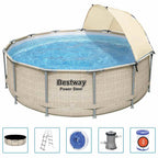 Bestway Set Piscina Power Steel 396x107 cm con Tettoia
