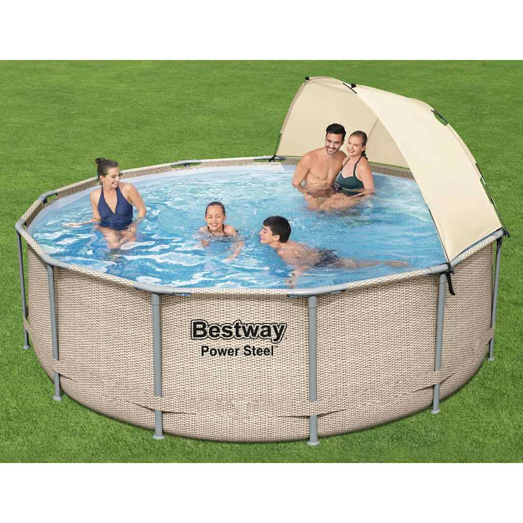 Bestway Set Piscina Power Steel 396x107 cm con Tettoia
