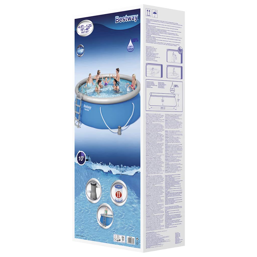 Bestway Set Piscina Gonfiabile Fast Set Rotonda 457x122 cm
