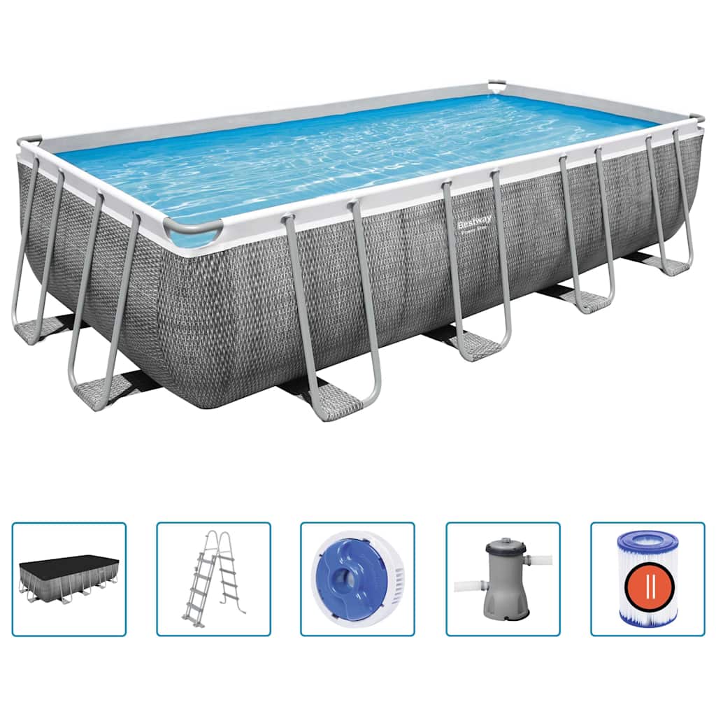 Bestway Power Steel Piscina Rettangolare 488x244x122 cm con Pompa e Filtro