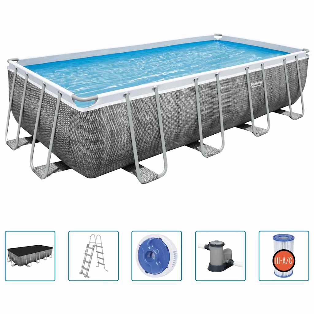 Bestway Power Steel Piscina Rettangolare 549x274x122 cm con Pompa e Filtro