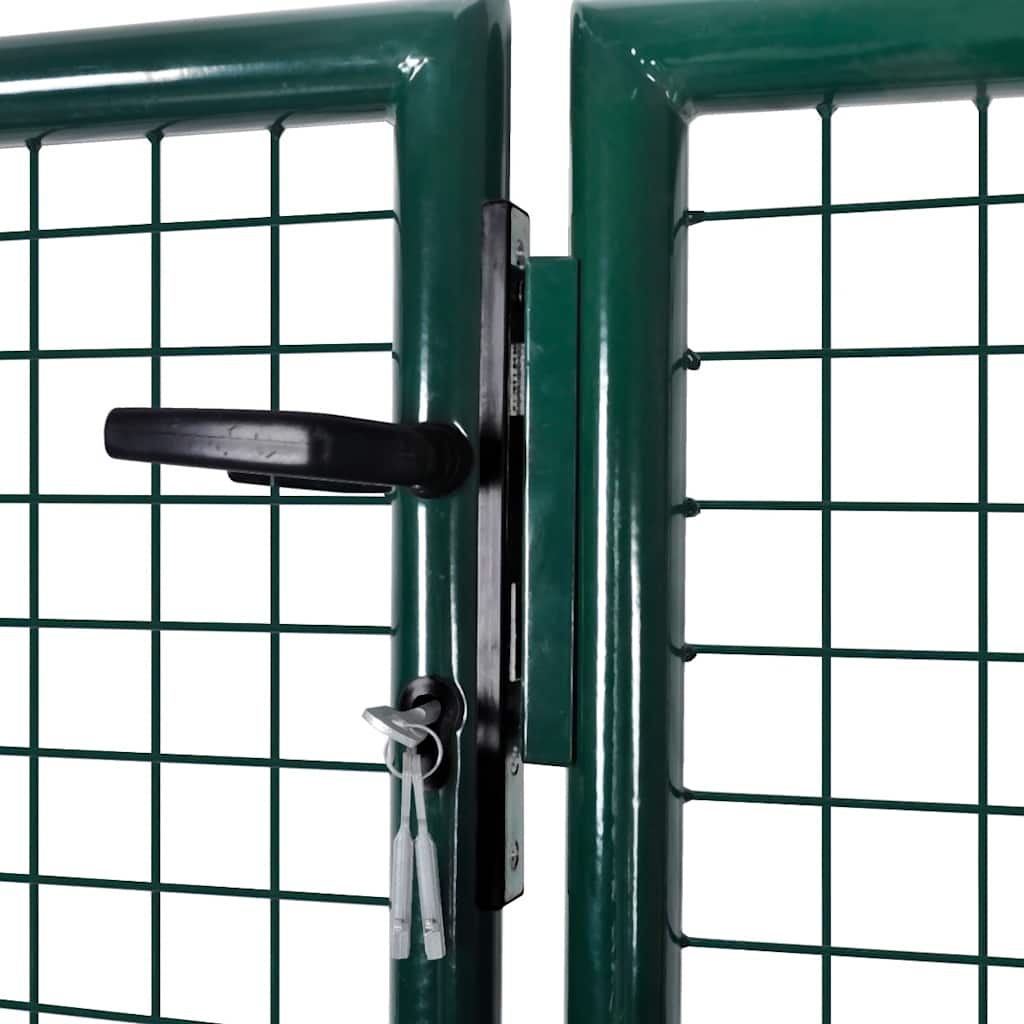 Cancello per Recinzione in Acciaio 300x125 cm Verde Scuro