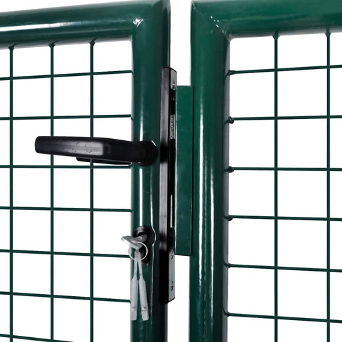 Cancello per Recinzione in Acciaio 300x125 cm Verde Scuro