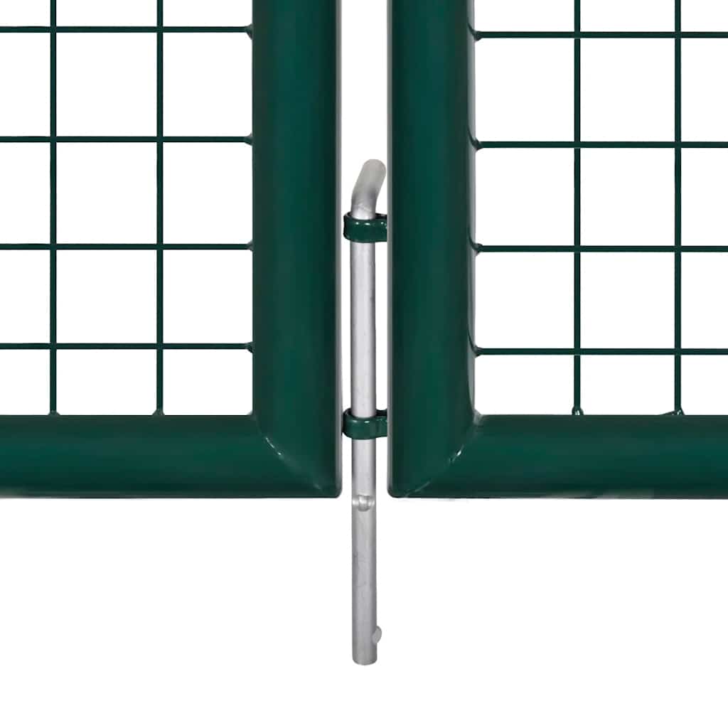 Cancello per Recinzione in Acciaio 300x125 cm Verde Scuro