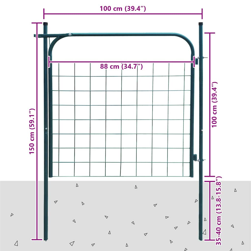 Cancello per Recinzione da Giardino 100x100 cm Acciaio Zincato Verde
