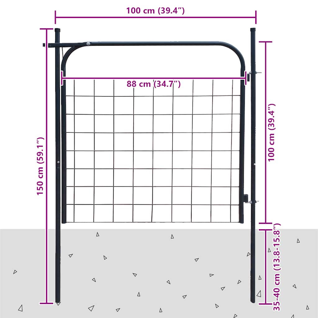 Cancello per Recinzione da Giardino 100x100 cm Acciaio Zincato Antracite