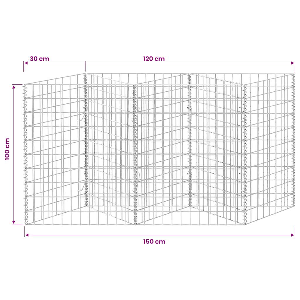 Gabbione in Rete Acciaio Zincato 120x30x100 cm