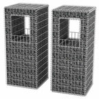 Pali Fioriere in Gabbione 2 pz Rete Acciaio Zincato 50x50x120 cm