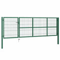 Cancello per Recinzione da Giardino con Pali 350x100 cm Acciaio Verde