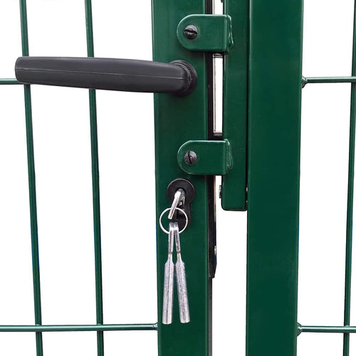 Cancello per Recinzione da Giardino con Pali 350x100 cm Acciaio Verde