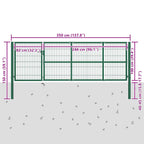 Cancello per Recinzione da Giardino con Pali 350x100 cm Acciaio Verde