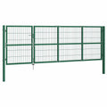 Cancello per Recinzione da Giardino con Pali 350x120 cm Acciaio Verde