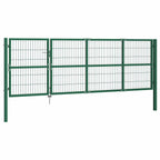 Cancello per Recinzione da Giardino con Pali 350x120 cm Acciaio Verde