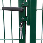 Cancello per Recinzione da Giardino con Pali 350x120 cm Acciaio Verde