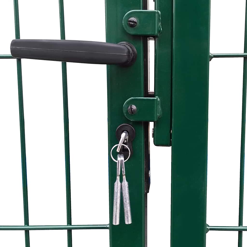 Cancello per Recinzione da Giardino con Pali 350x120 cm Acciaio Verde