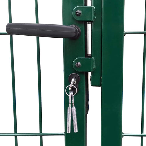 Cancello per Recinzione da Giardino con Pali 350x120 cm Acciaio Verde