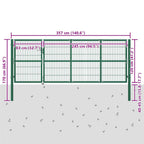 Cancello per Recinzione da Giardino con Pali 350x120 cm Acciaio Verde