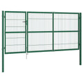 Cancello per Recinzione da Giardino con Pali 350x140 cm in Acciaio Verde