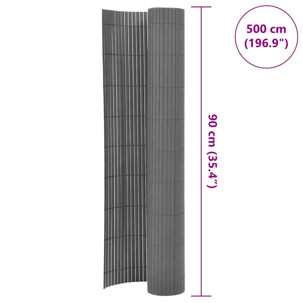 Recinzione da Giardino a Doppio Lato in PVC 90x500 cm Grigia
