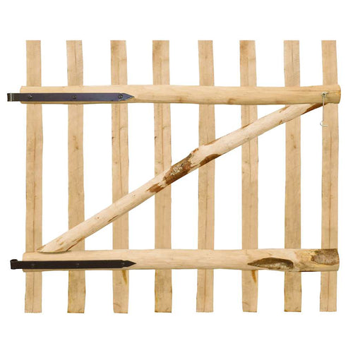 Cancello Singolo per Recinzione in Legno di Nocciolo 100x90 cm