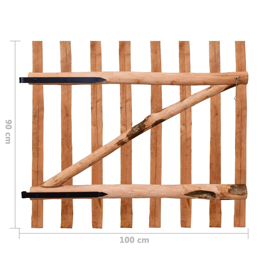 Cancello Singolo Recinzione Legno Nocciolo Impregnato 100x90 cm