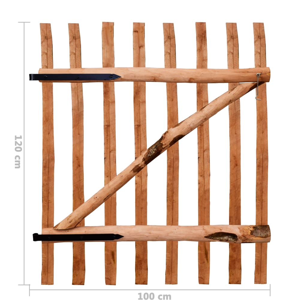 Cancello Singolo Recinzione Legno Nocciolo Impregnato 100x120cm