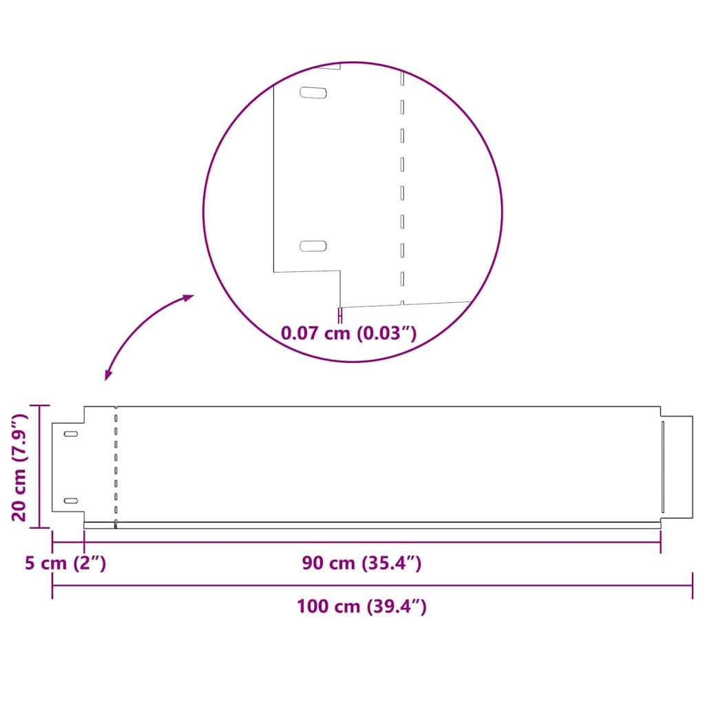 Pannelli Recinzione per Prato 20 pz Acciaio Zincato 100x20 cm