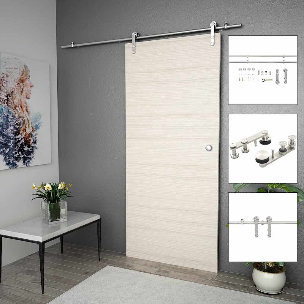 Kit Binari Porta Scorrevole 183 cm Acciaio Inossidabile Argento