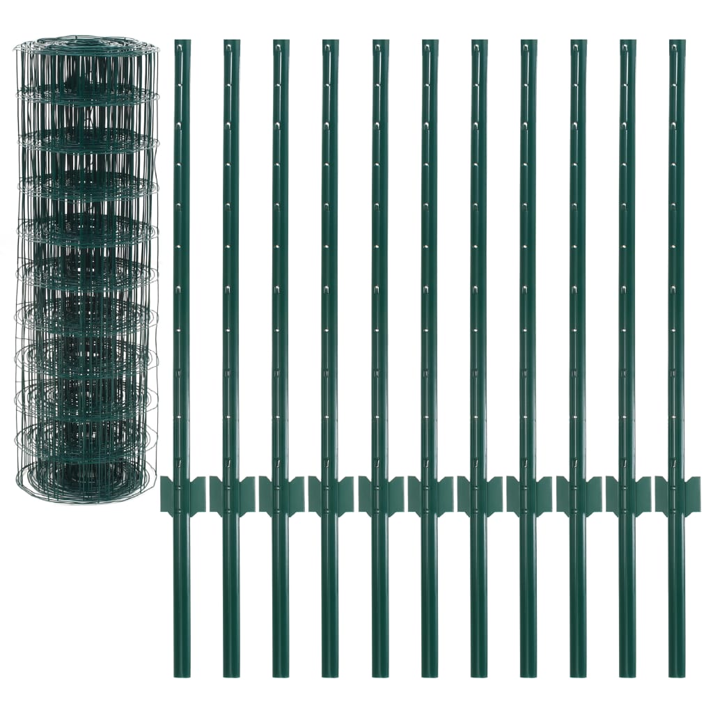 Recinzione Euro 20x0,8 m in Acciaio Rivestito PVC Verde