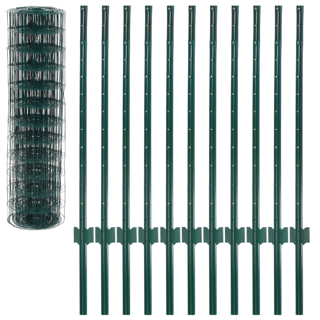 Recinzione Euro 20x1 m in Acciaio Rivestito PVC Verde