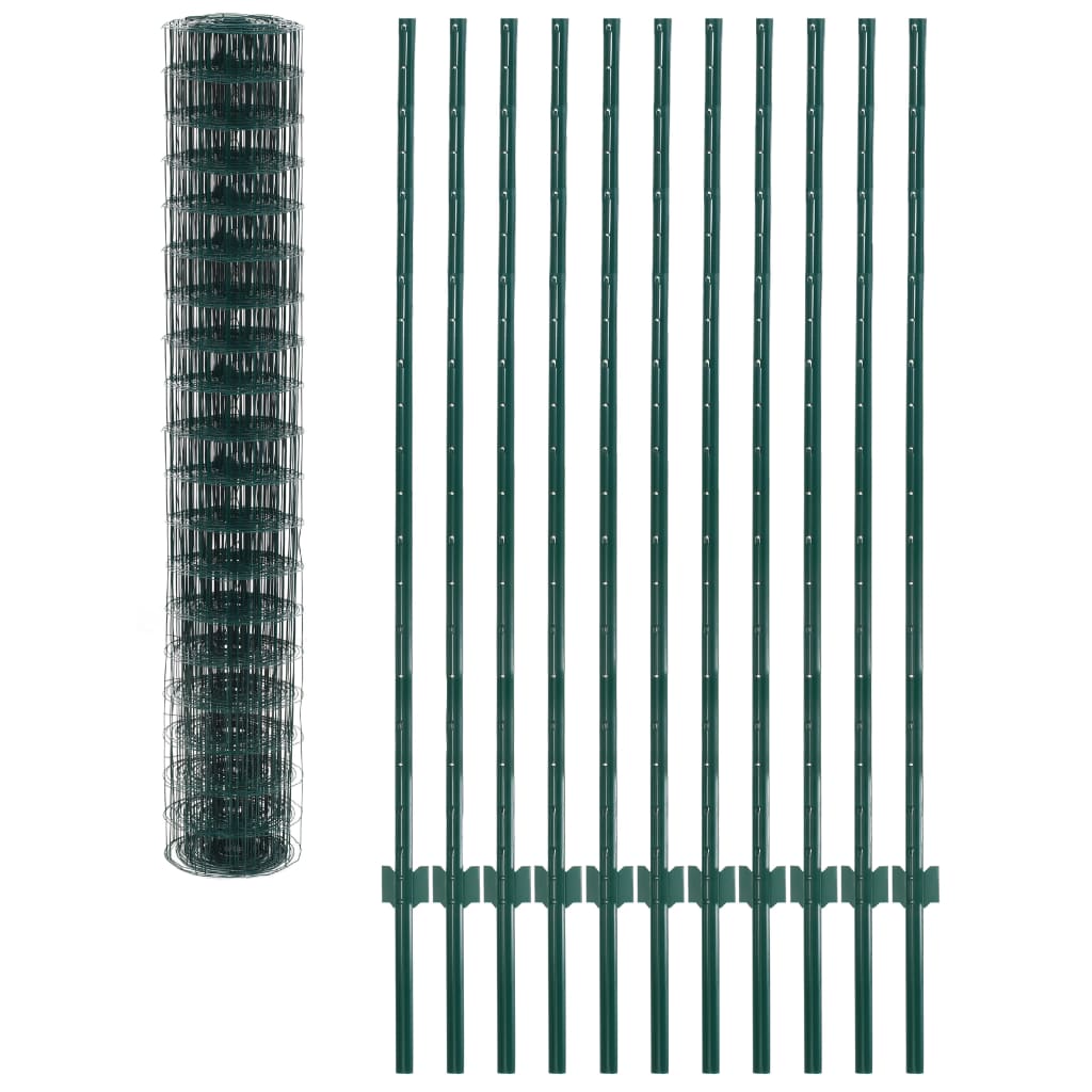 Recinzione Euro 20x1,5 m in Acciaio Rivestito PVC Verde