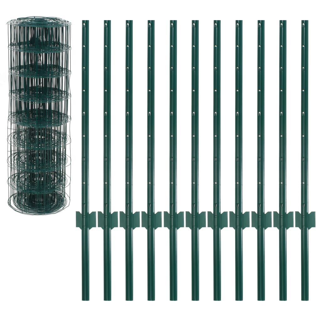 Recinzione Euro 20x0,8 m in Acciaio Rivestito PVC Verde