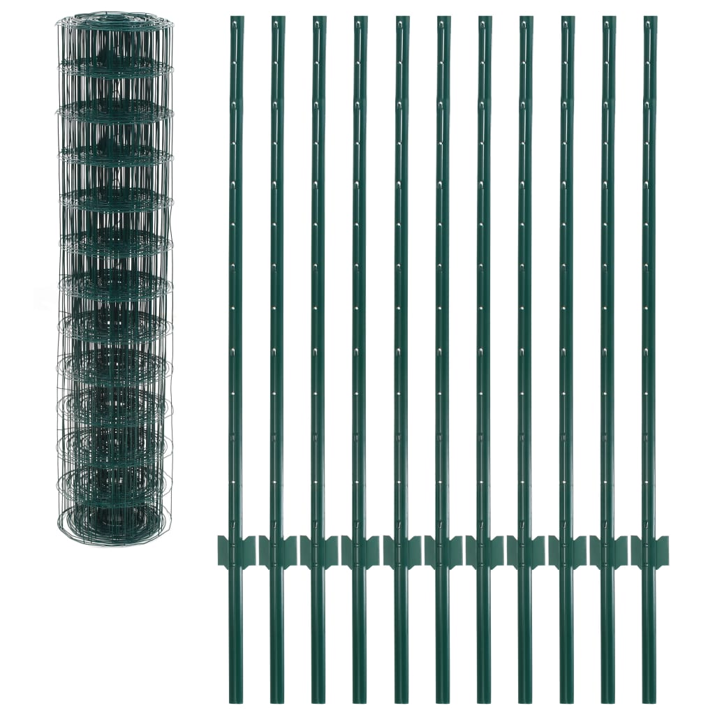 Set Recinzione Euro 20x1,2 m in Acciaio Rivestito PVC Verde