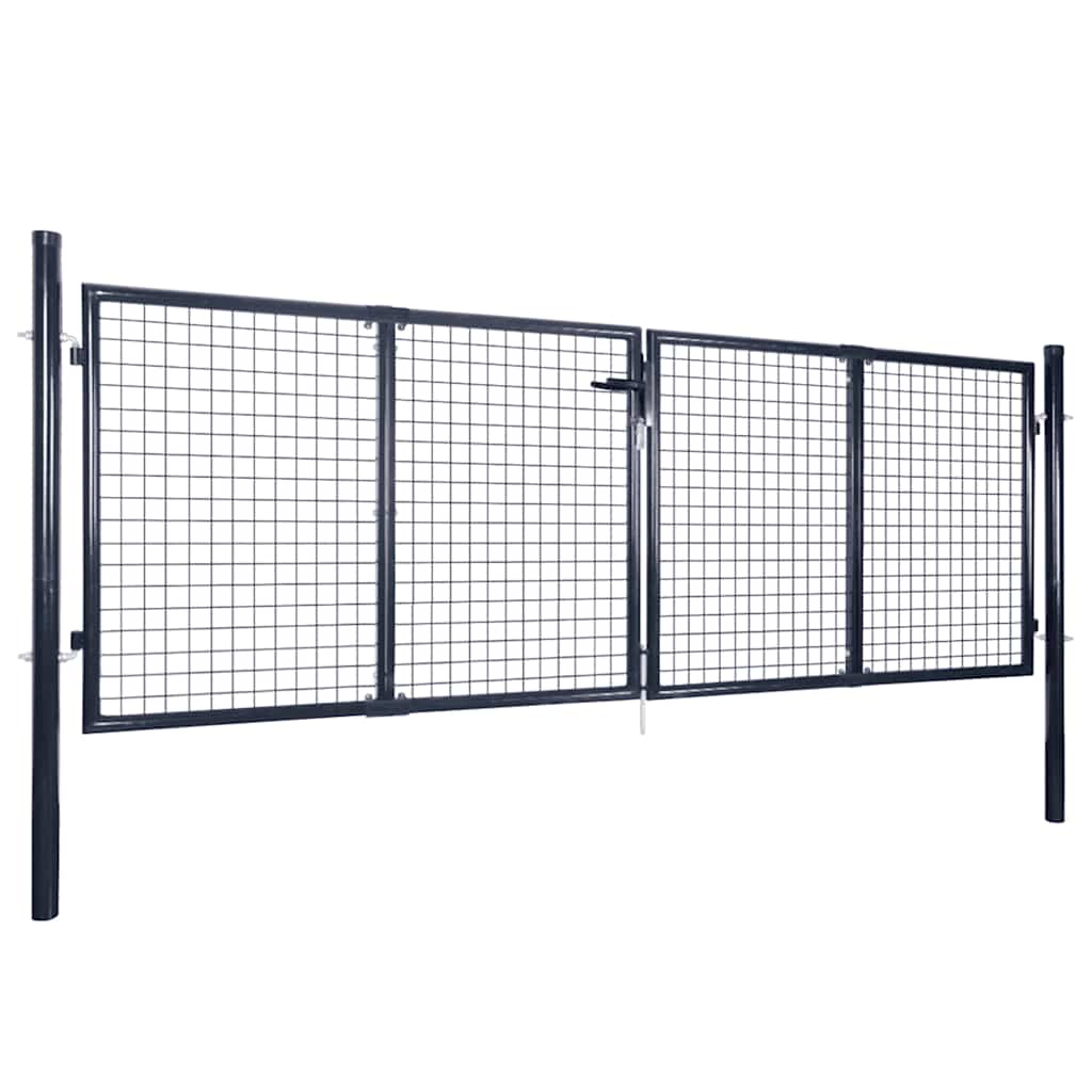 Cancello da Giardino in Rete di Acciaio Zincato 300x100 cm Grigio Antracite