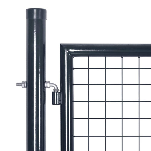 Cancello da Giardino in Rete di Acciaio Zincato 300x100 cm Grigio Antracite