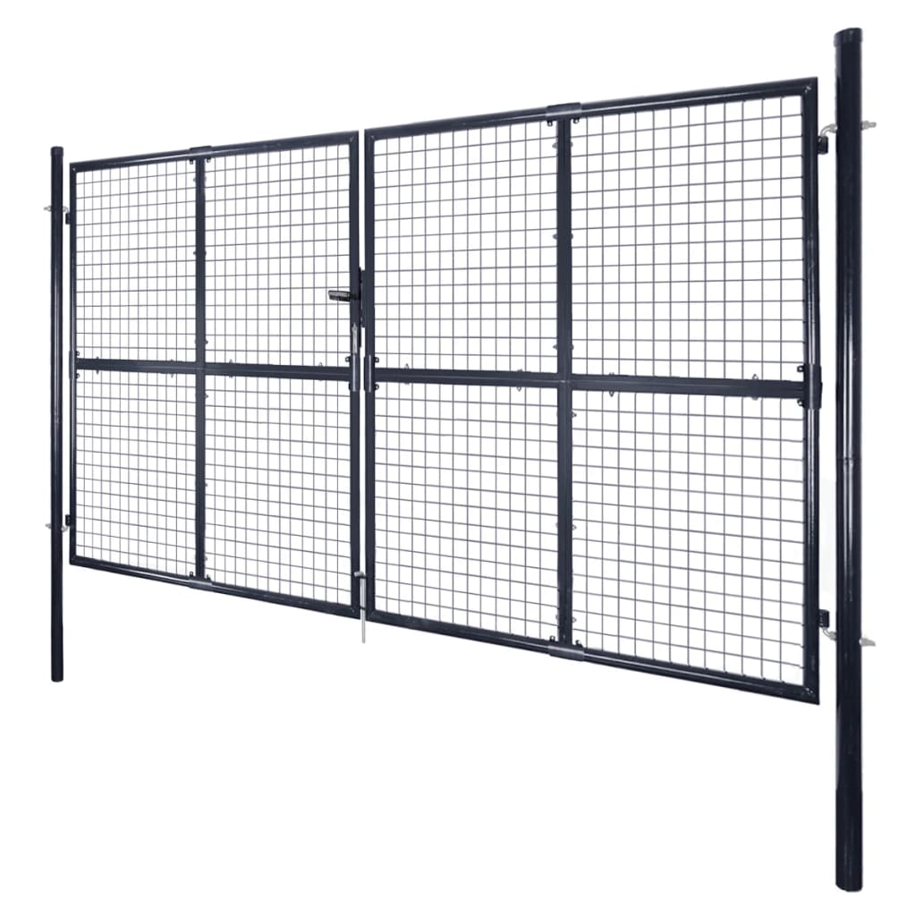 Cancello da Giardino in Rete di Acciaio Zincato 300x150 cm Grigio Antracite