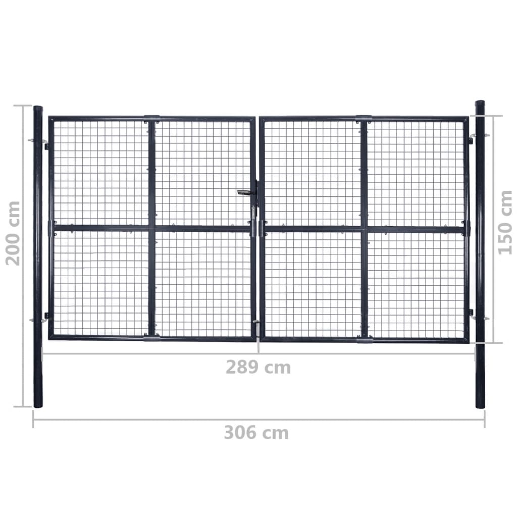 Cancello da Giardino in Rete di Acciaio Zincato 300x150 cm Grigio Antracite