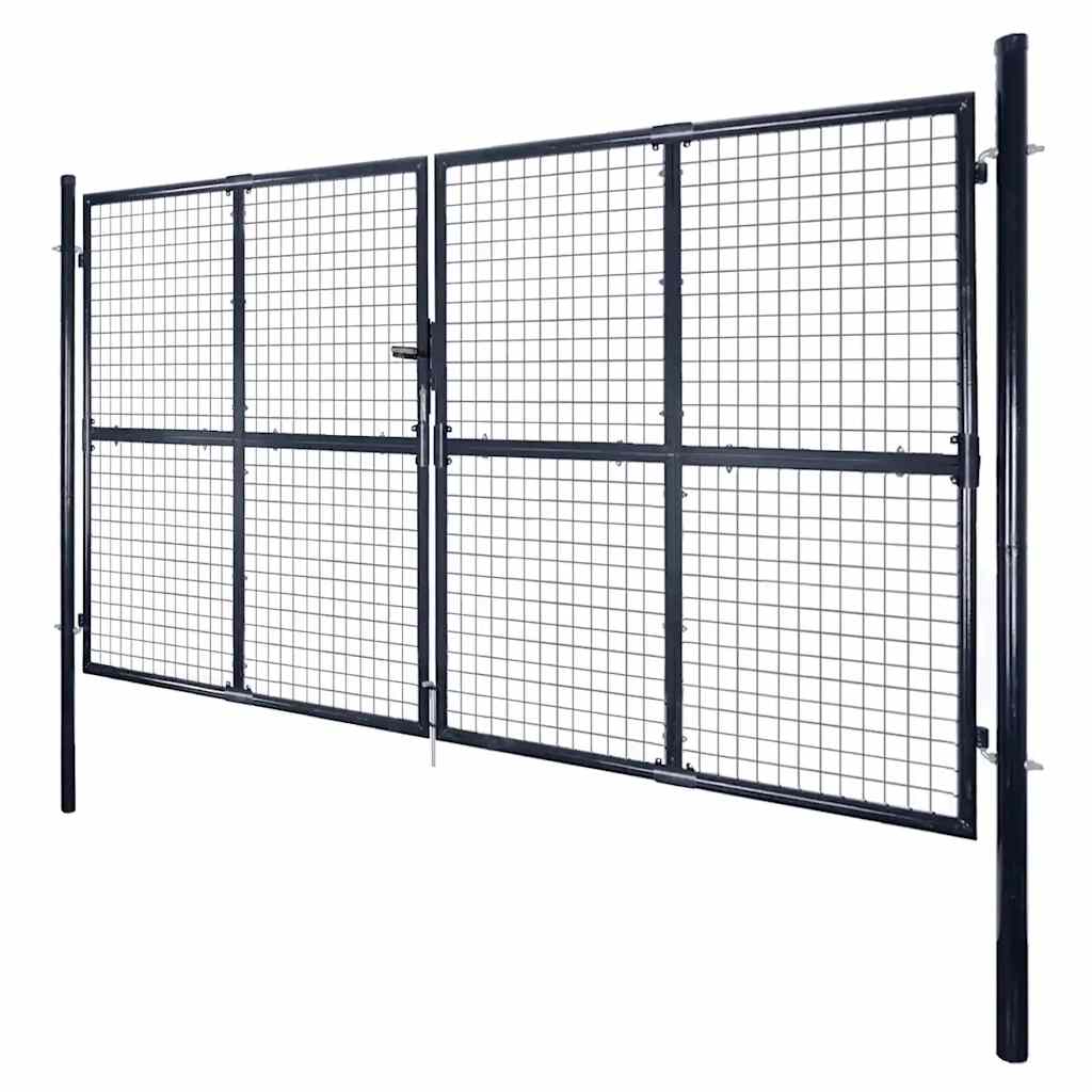Cancello da Giardino in Rete di Acciaio Zincato 300x175 cm Grigio Antracite