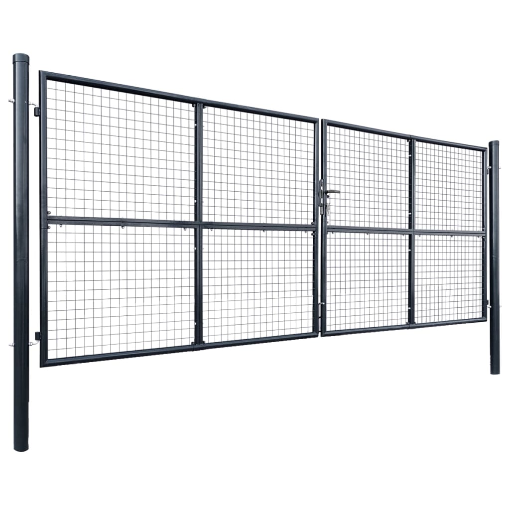 Cancello da Giardino in Rete di Acciaio Zincato 400x150 cm Grigio Antracite